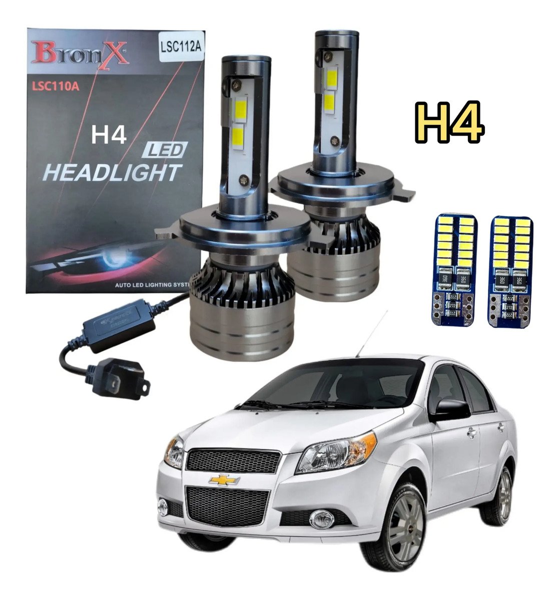 Focos Led Aveo H4 Alta Baja 2012 2013 2014 2015 2016 2017 - Imagen 2