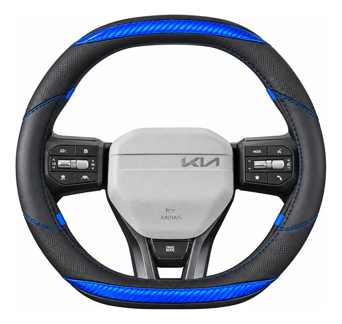 Cubre Volante Doble D Cuadrado Para Kia K4 Azul